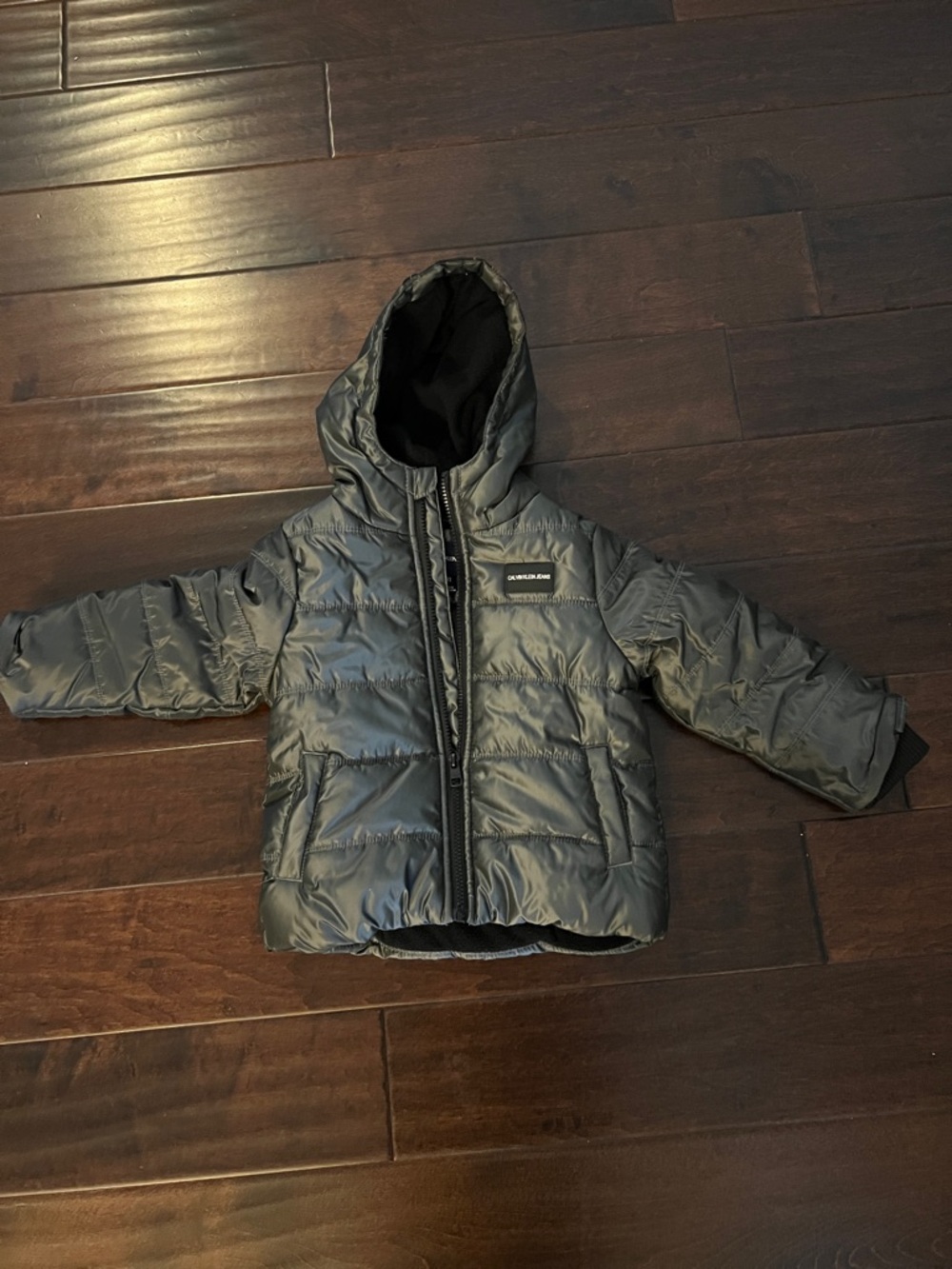 Calvin Klein Boys Hooded Puffer Jacket - Gray